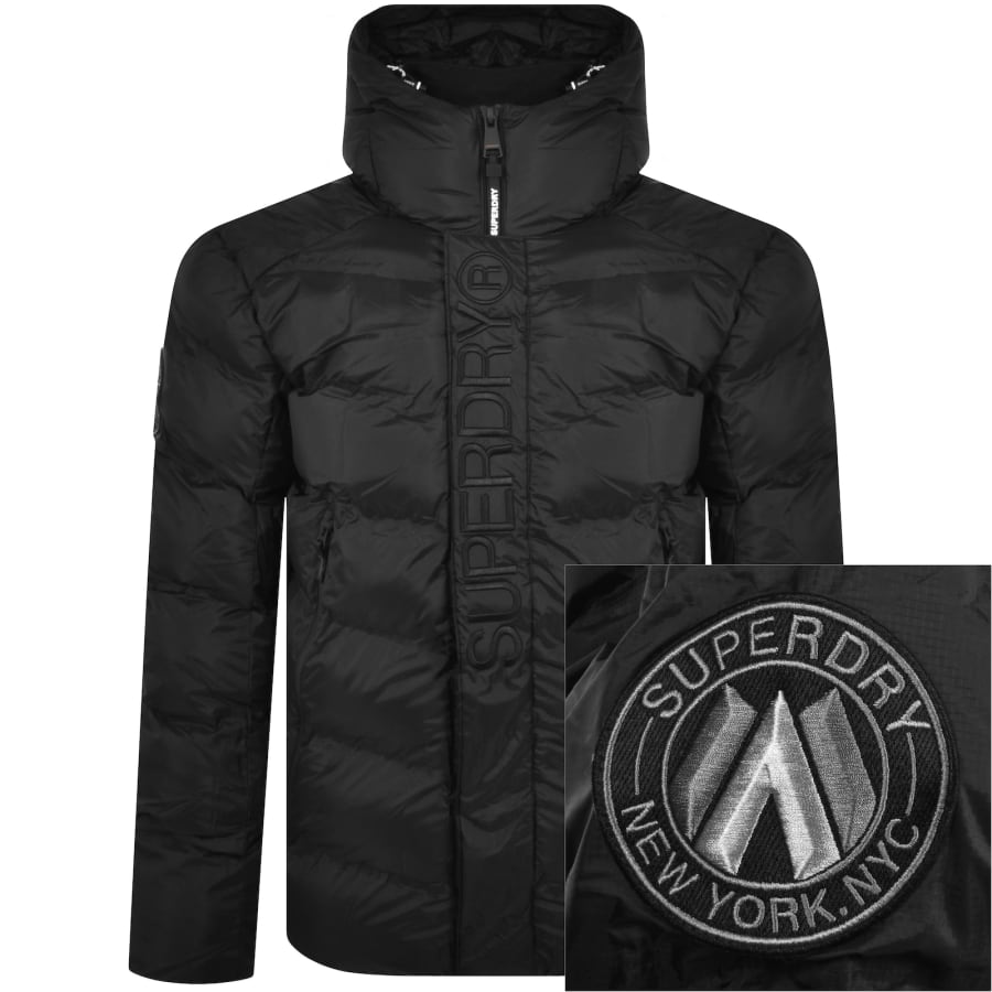 Superdry black puffer coat hot sale